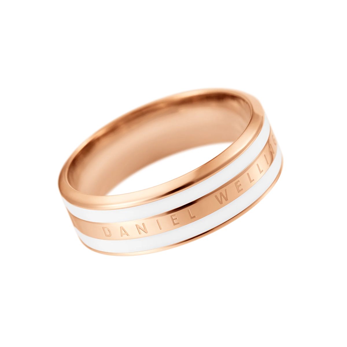Roségoldener Ring mit weißem Emaille