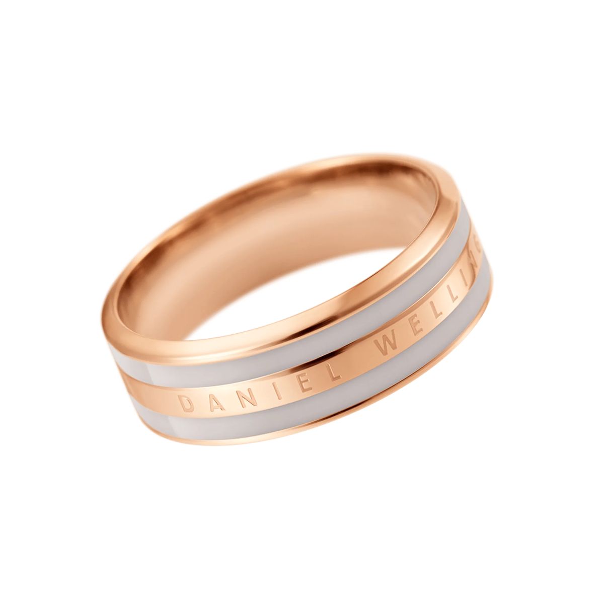 Roségoldener Ring mit weißem Emaille