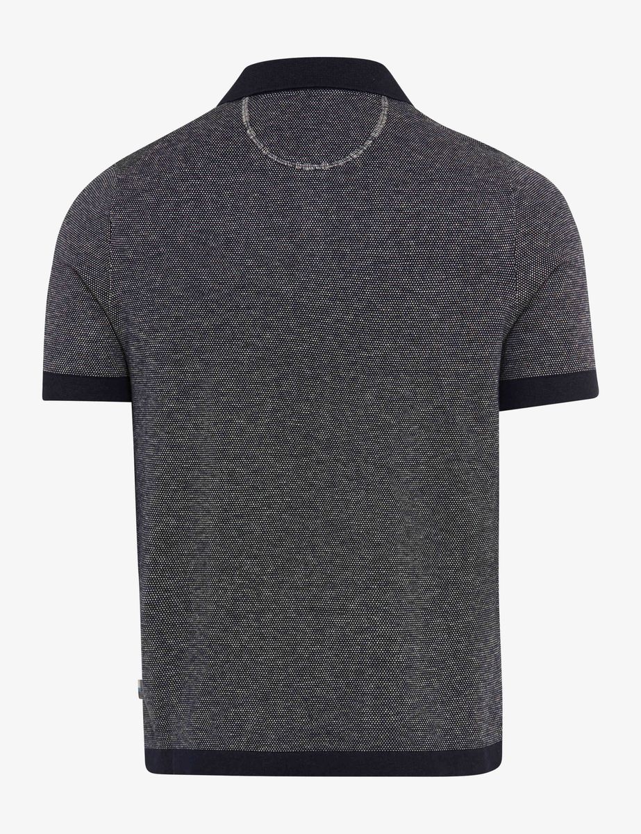 Herren Marineblaues Jacquard-Piqué-Poloshirt