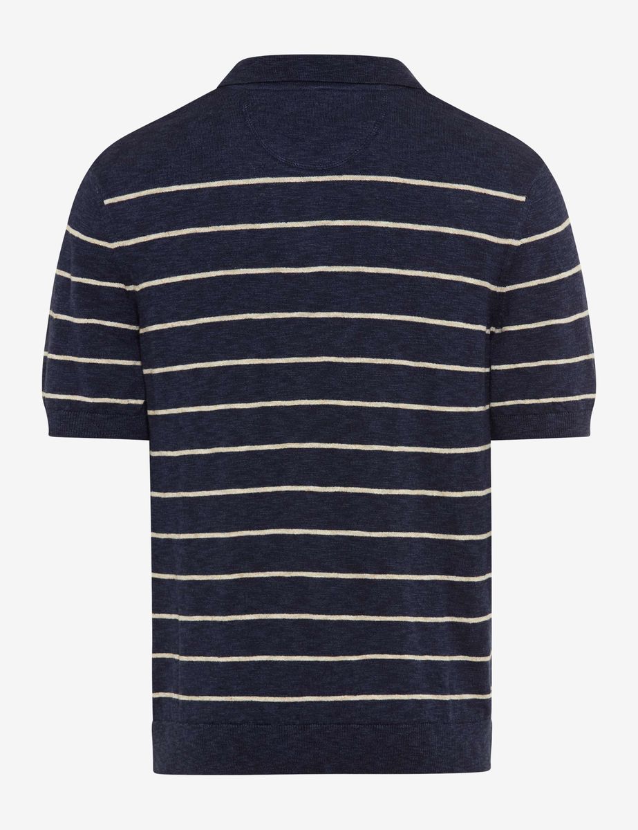 Herren gestreiftes Strickpolohemd aus Baumwollleinen