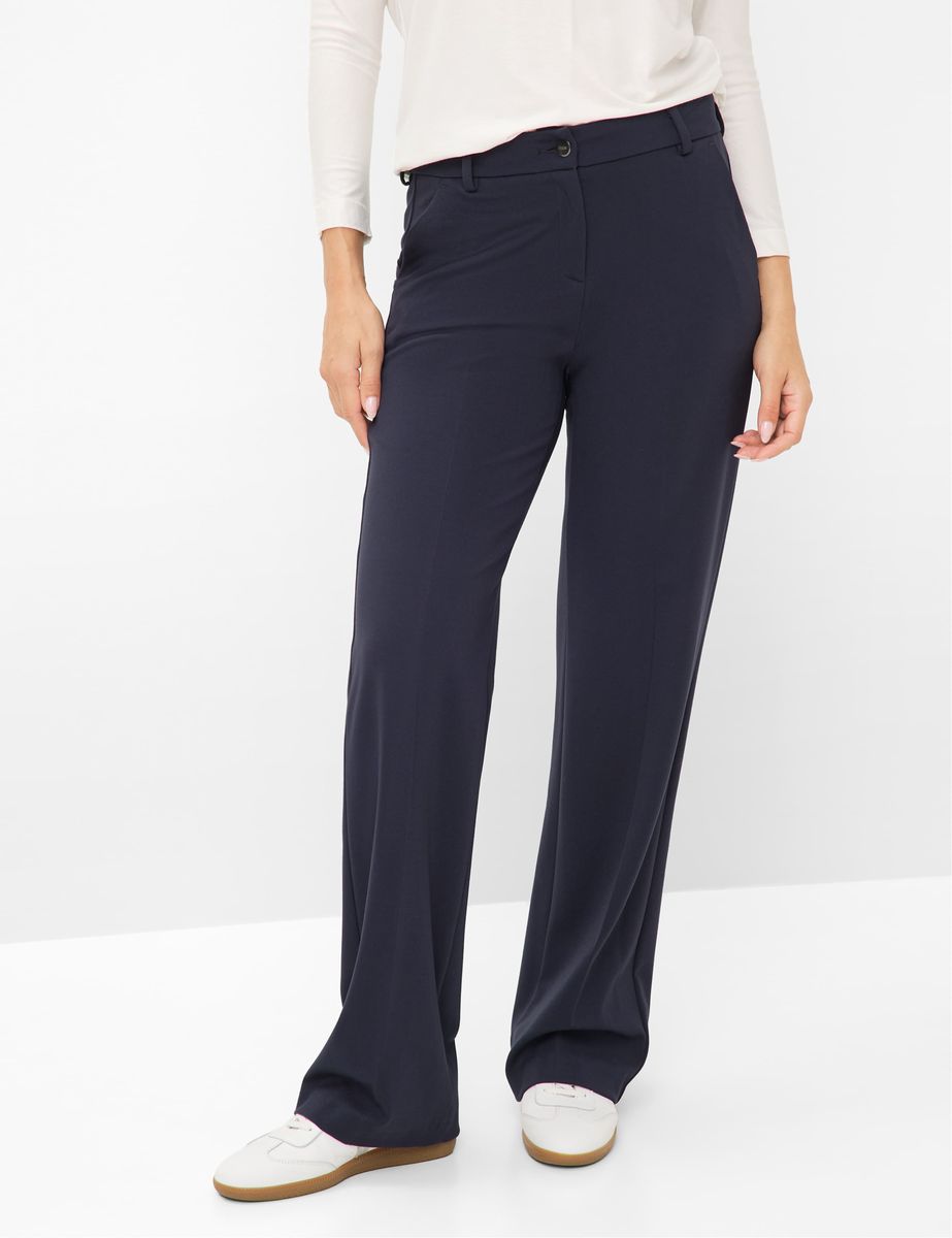 Marineblaue Palazzo-Hose mit weitem Bein