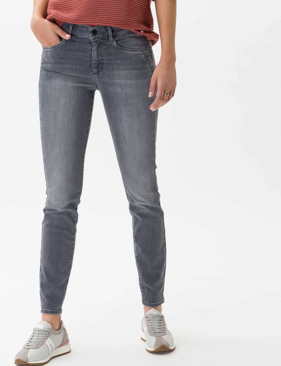 Damen Röhrenjeans im Used-Look Grau