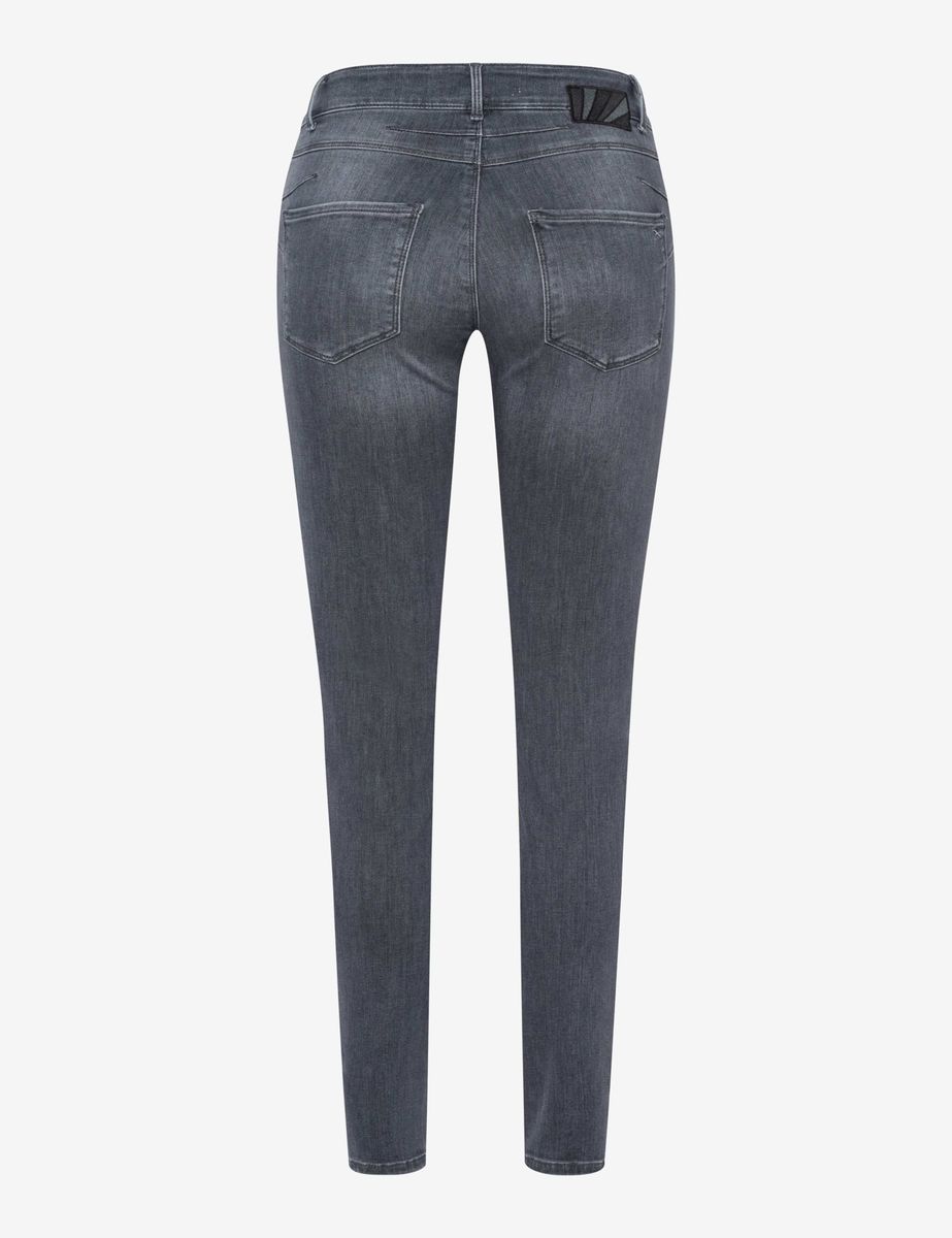 Damen Röhrenjeans im Used-Look Grau