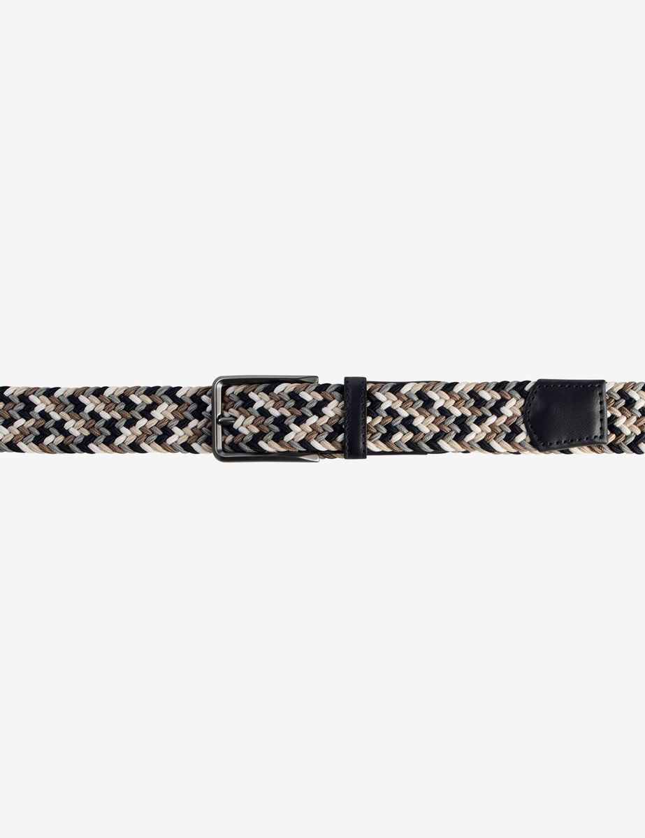 Gewebter Stretchgürtel mit Lederdetails