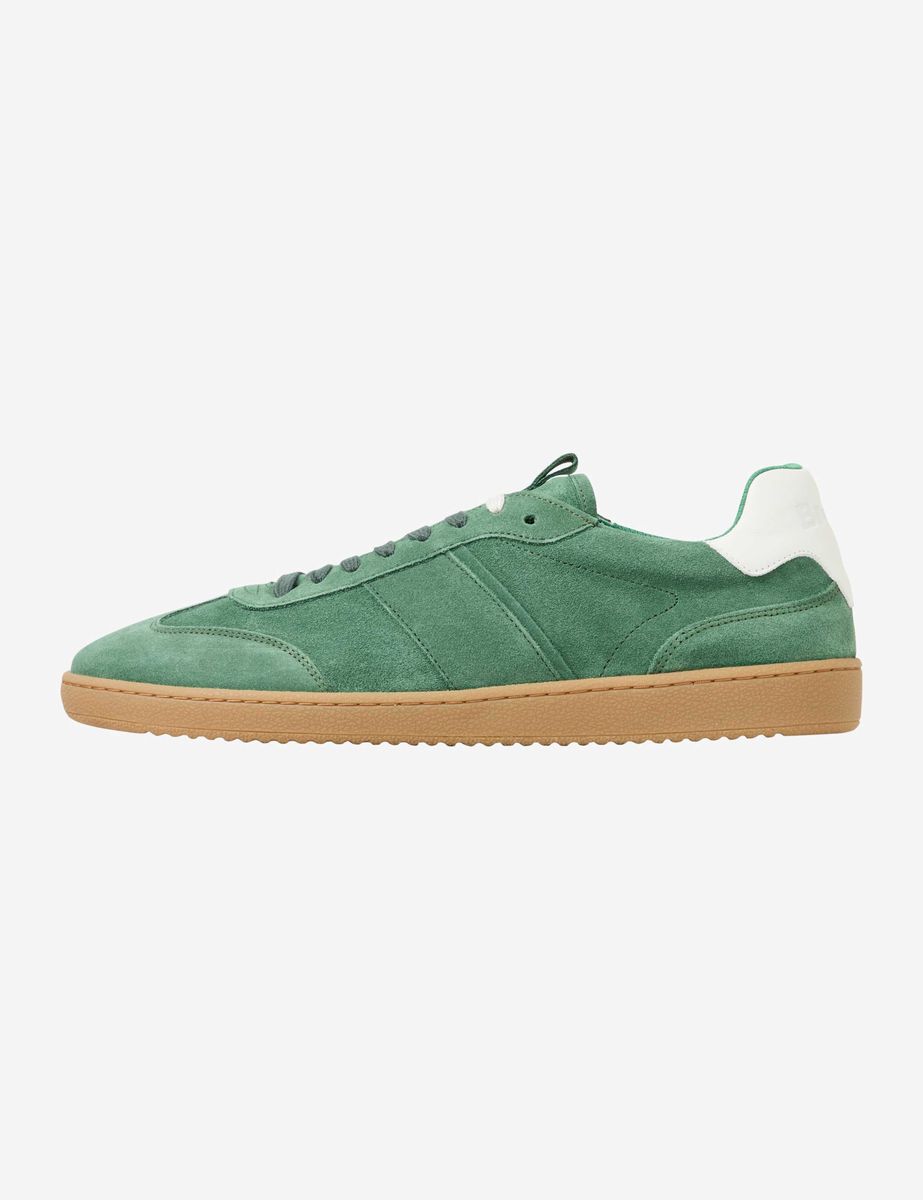 Grüner Wildleder-Low-Top-Sneaker
