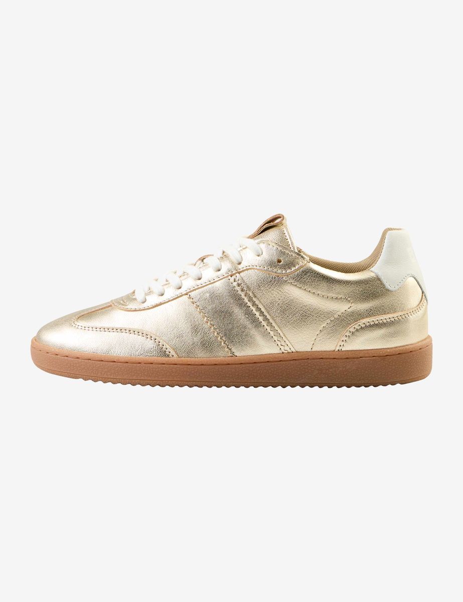 Metallic Gold Low-Top Mode-Sneakers
