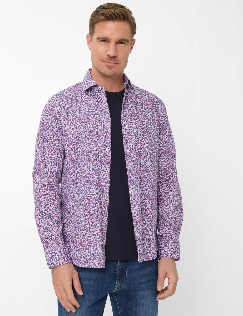 Herren Hemd mit Blumenmuster, lange Ärmel
