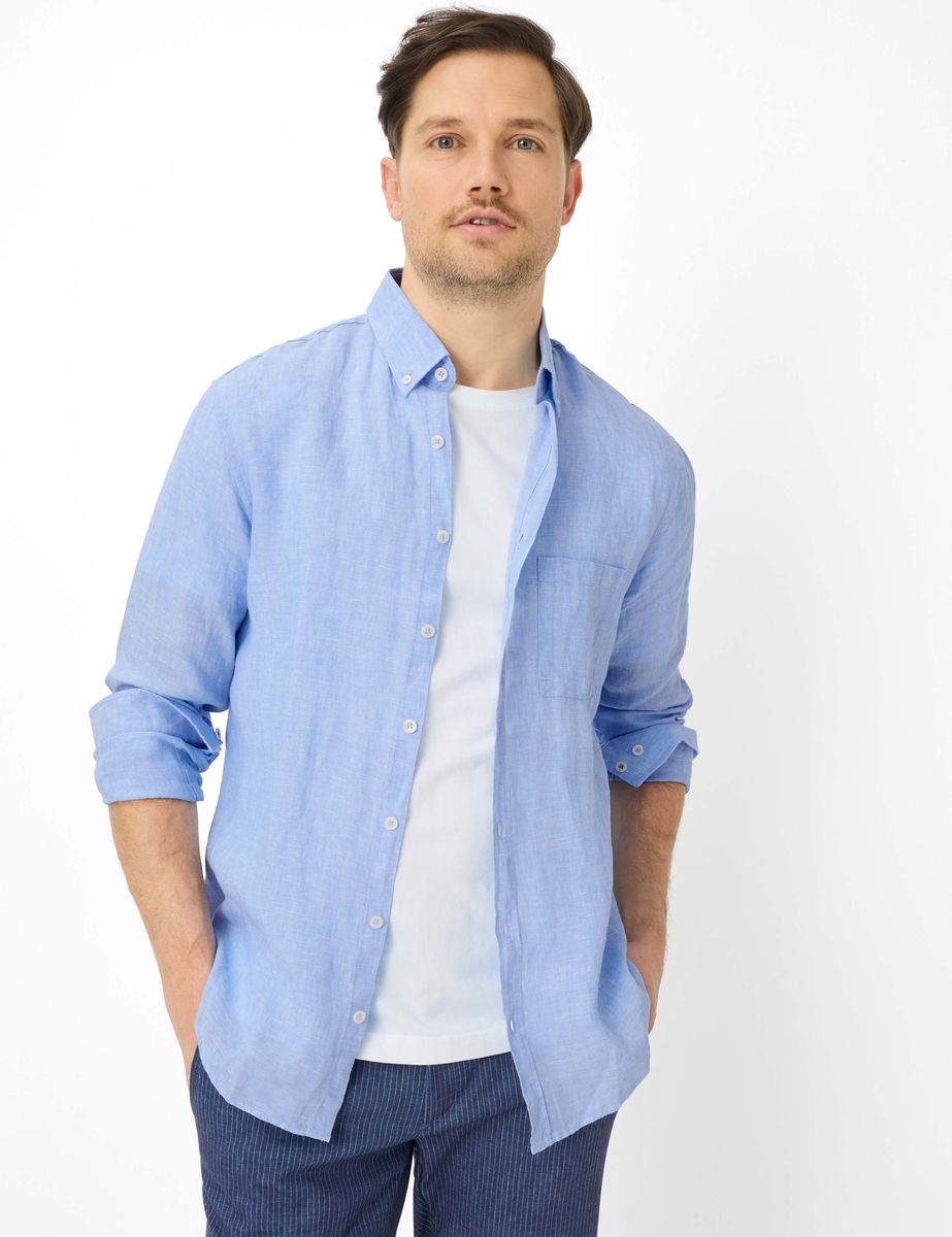 Herren Hellblaues Leinenhemd