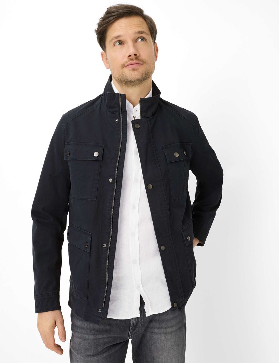 Marineblaue Feldjacke aus Baumwollmischung