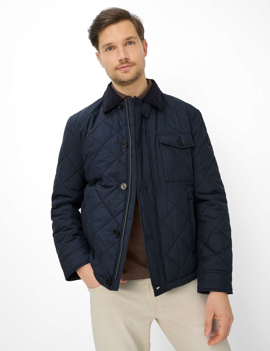 Herren Steppjacke mit Cordkragen
