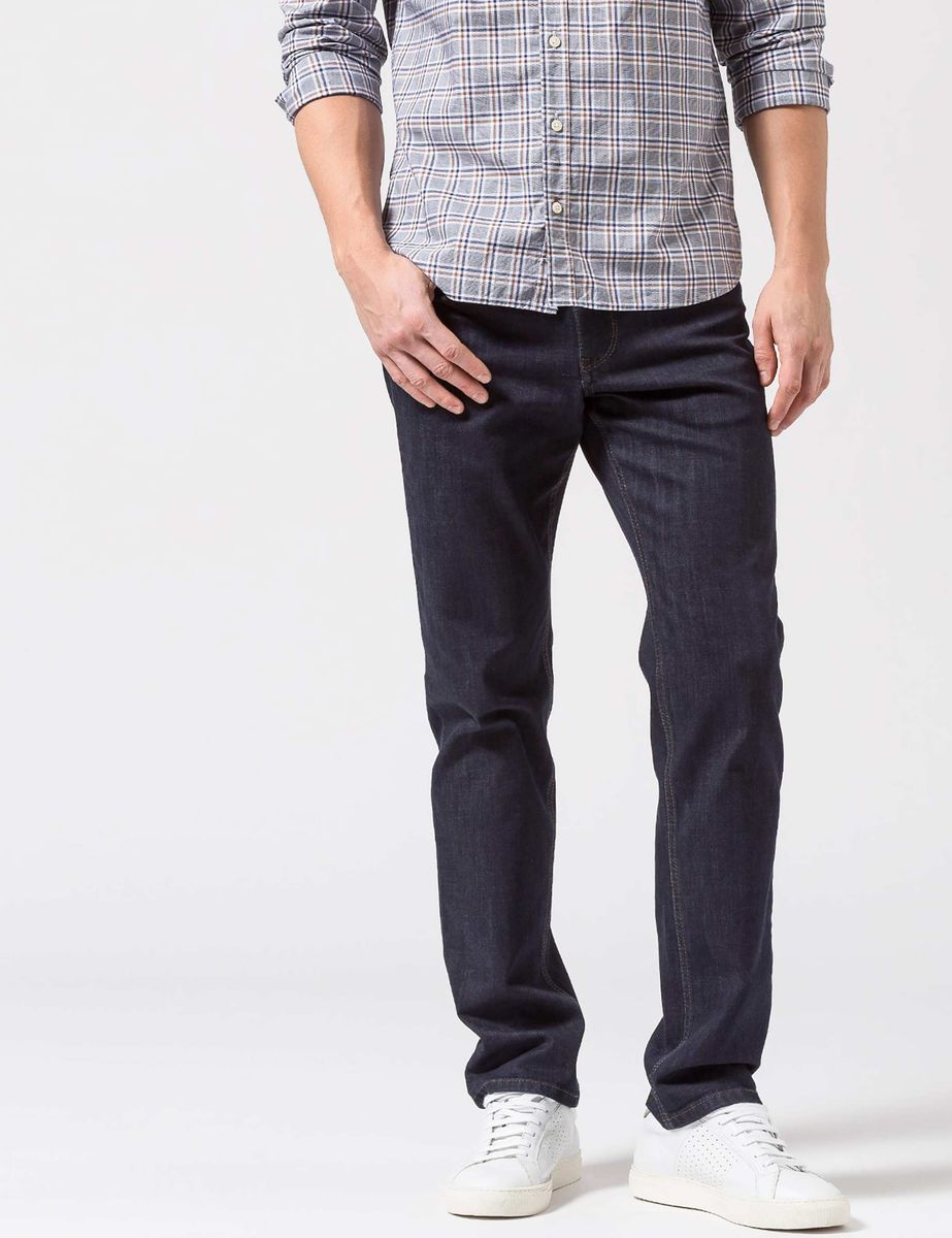 Dunkelblaue Five-Pocket Jeans mit regulärer Passform
