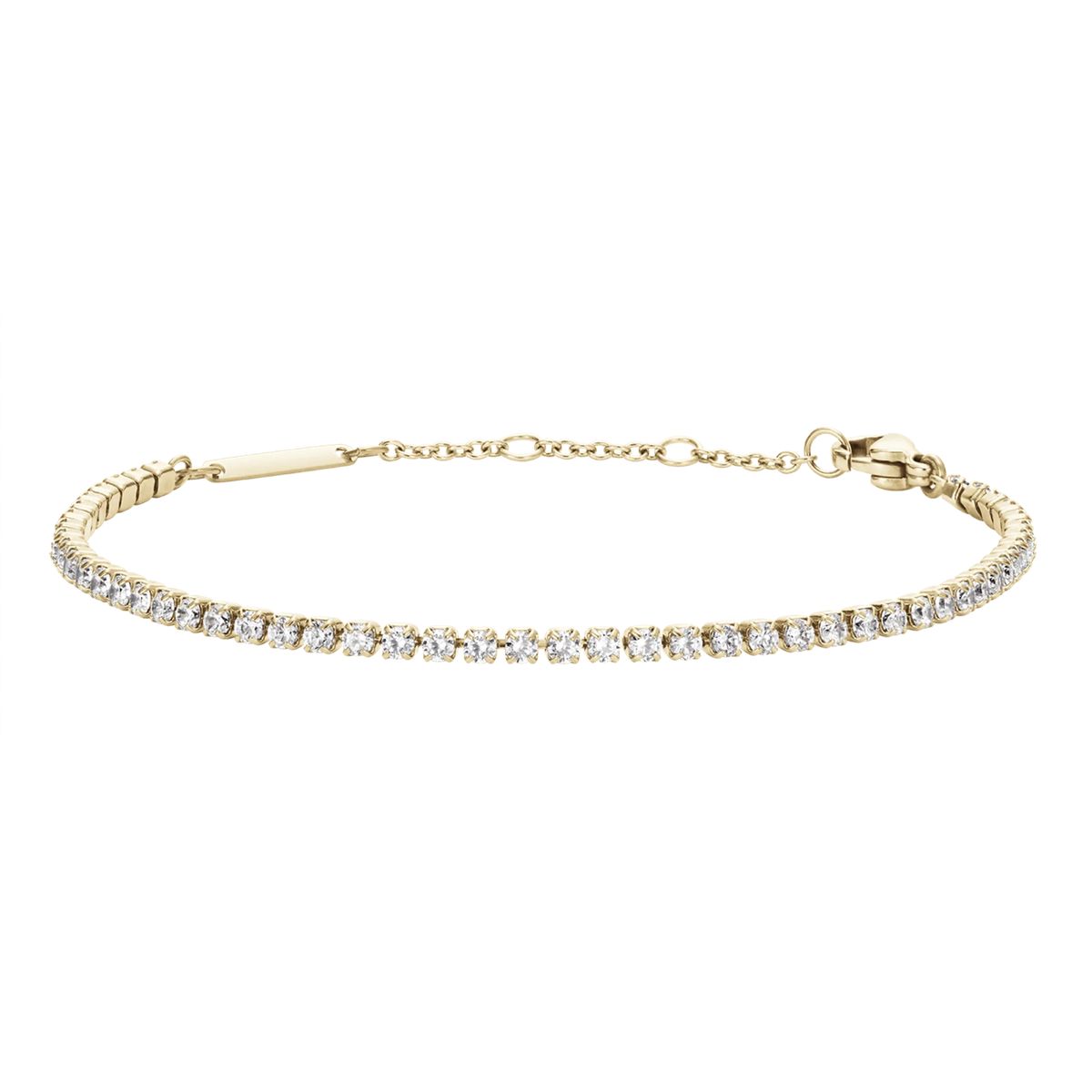Elegantes goldfarbenes Kristall-Tennisarmband