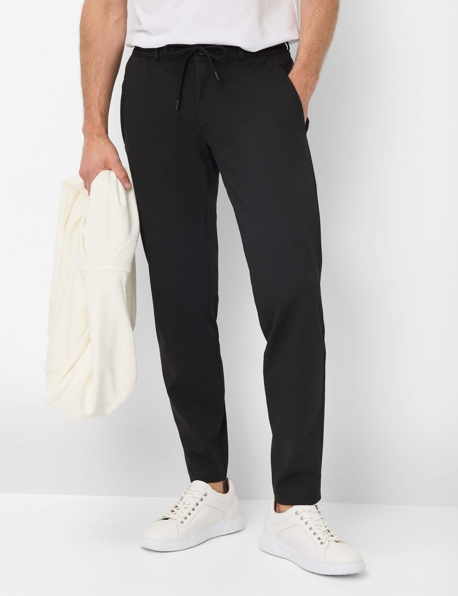 Schwarze Jogpants mit Kordelzug im Cropped-Fit