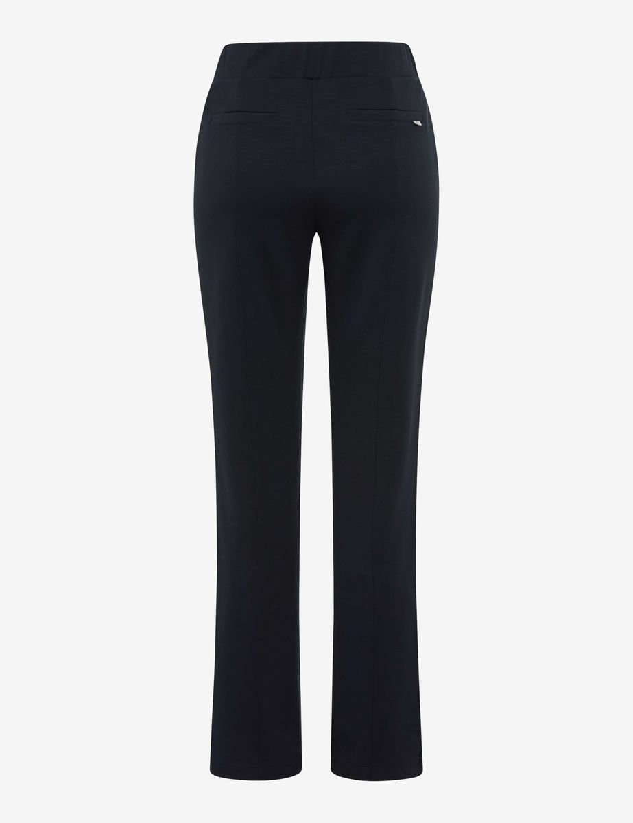 Marineblaue, schmale Bootcut-Strickhose