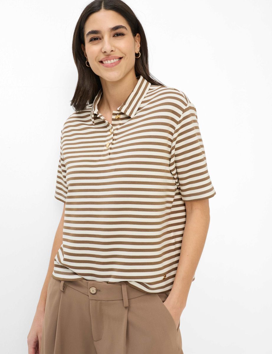 Gestreiftes Poloshirt aus Viskosemischung