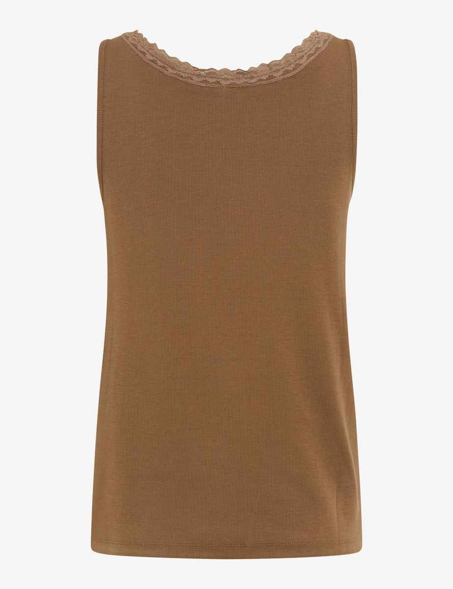 Geripptes Tanktop mit Spitzendetails