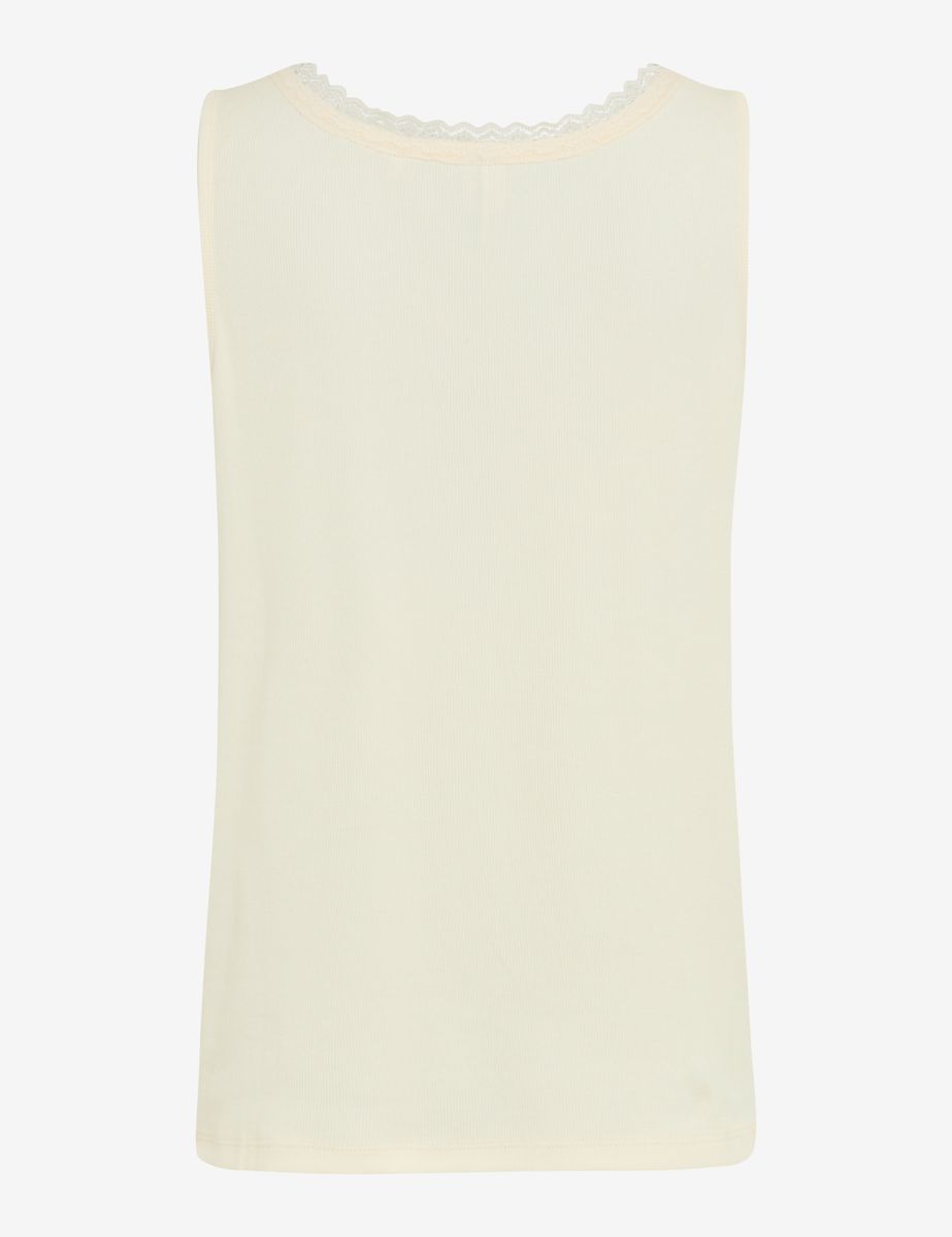 Geripptes Tanktop mit Spitzenbesatz
