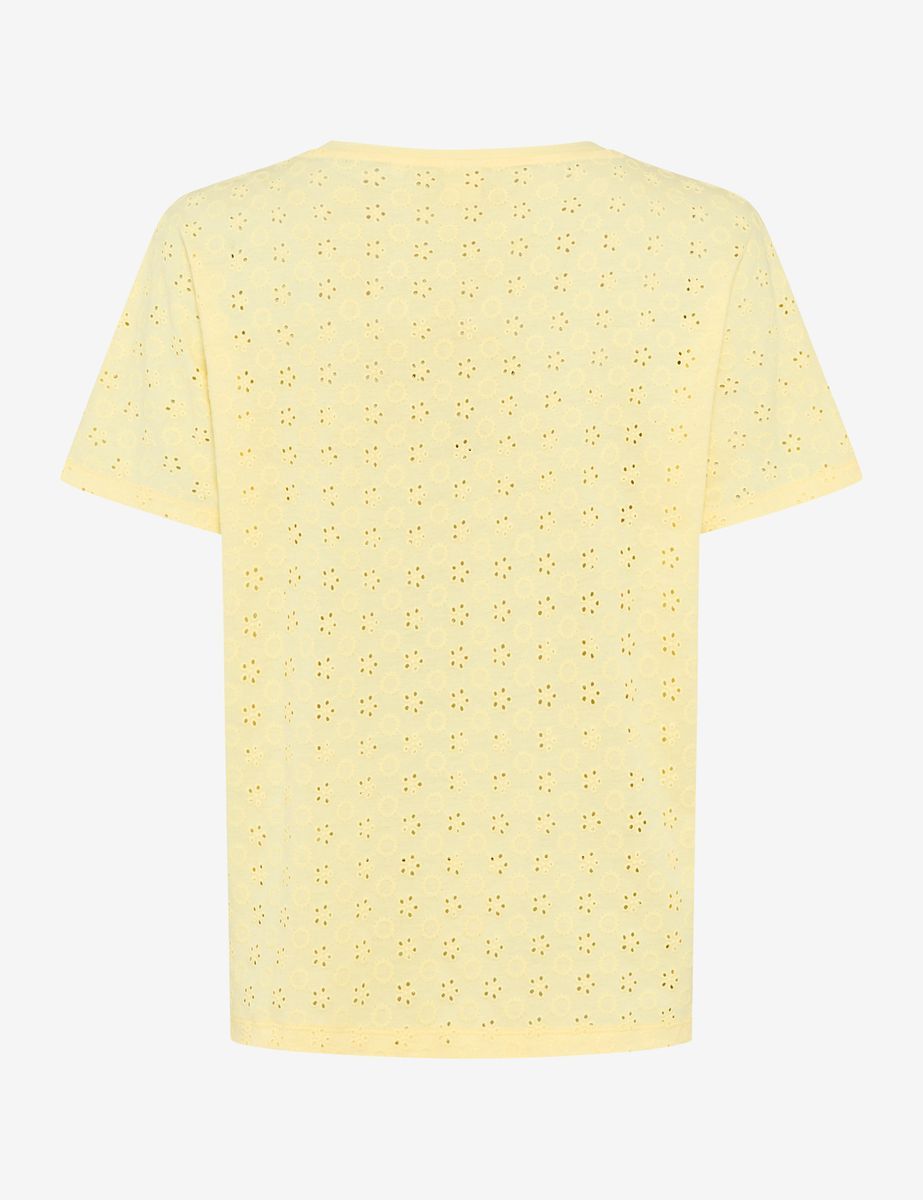 Lässiges T-Shirt aus Baumwolle mit Lochstickerei