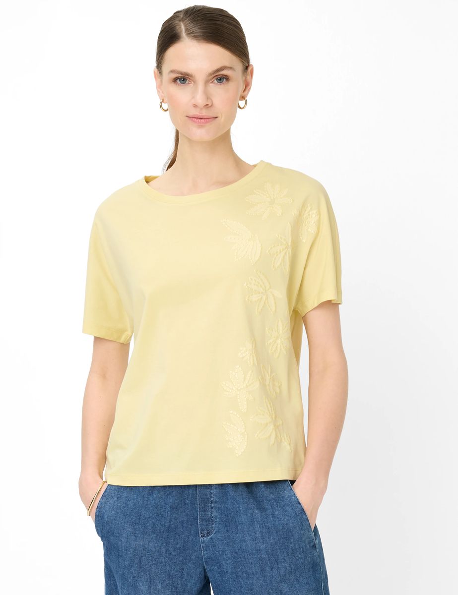 Lässiges T-Shirt aus Baumwolle mit Lochstickerei