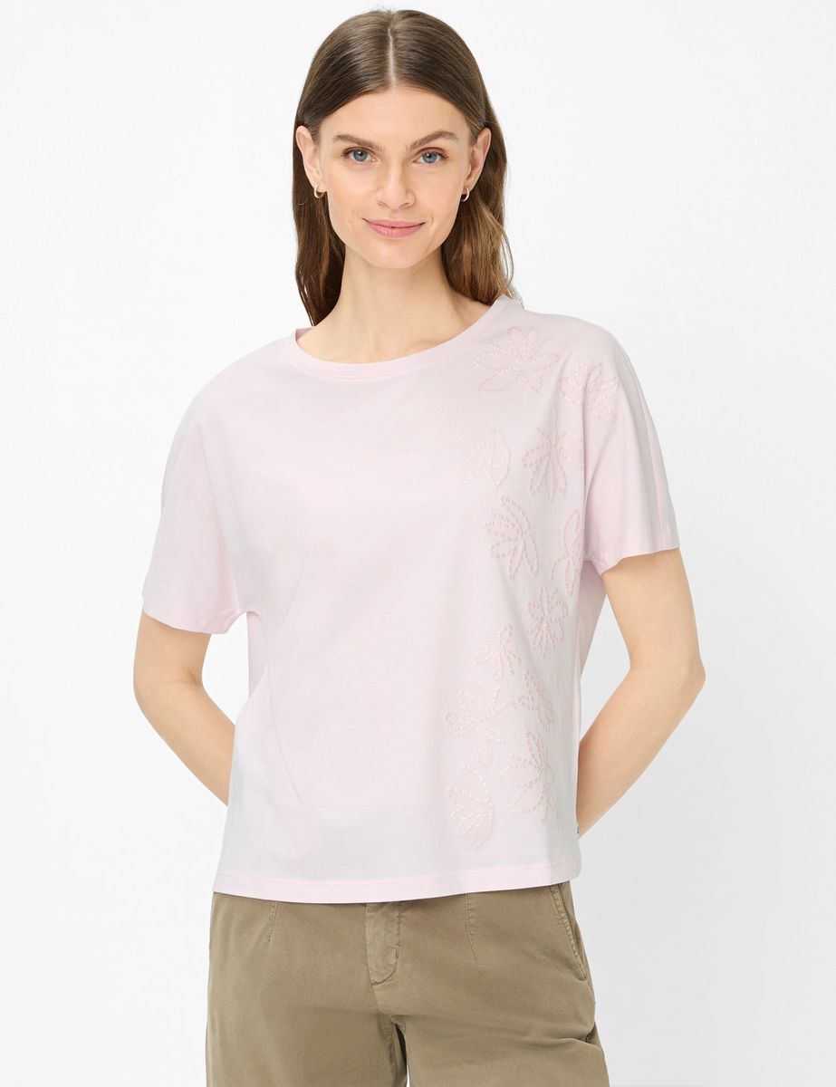 T-Shirt aus Baumwolle mit Lochstickerei