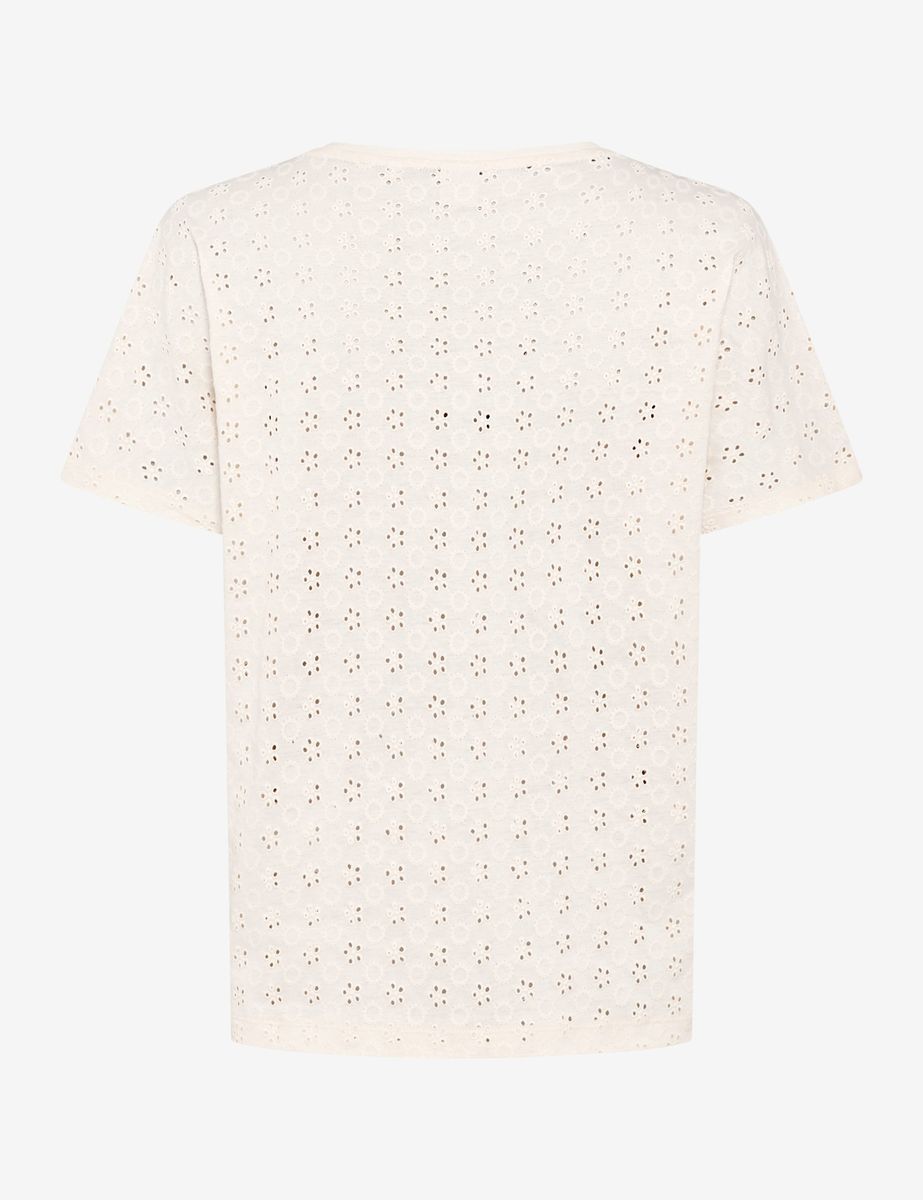 Boxy T-Shirt aus Baumwolle mit Lochstickerei