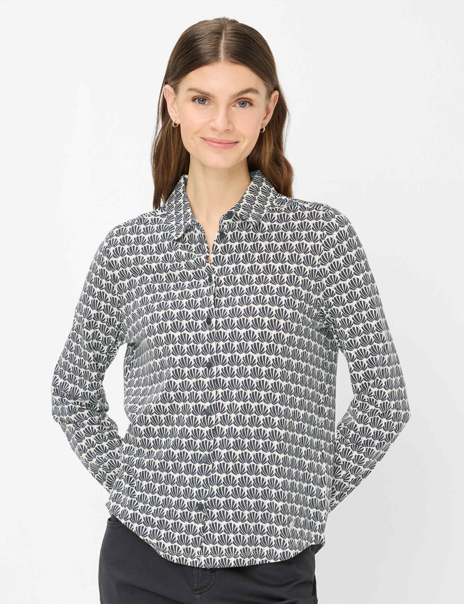 Langarm-Hemdbluse mit Muster