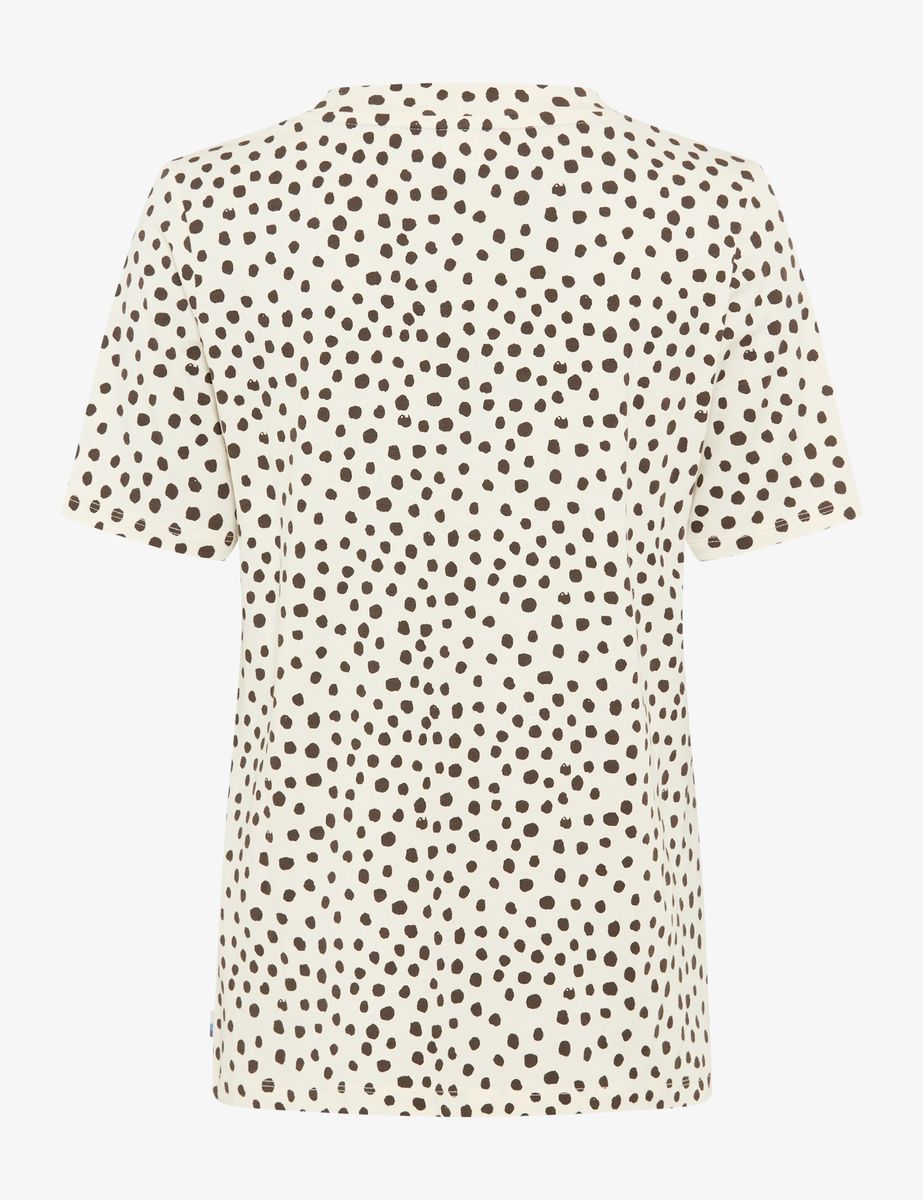 T-Shirt mit Blätterprint und V-Ausschnitt
