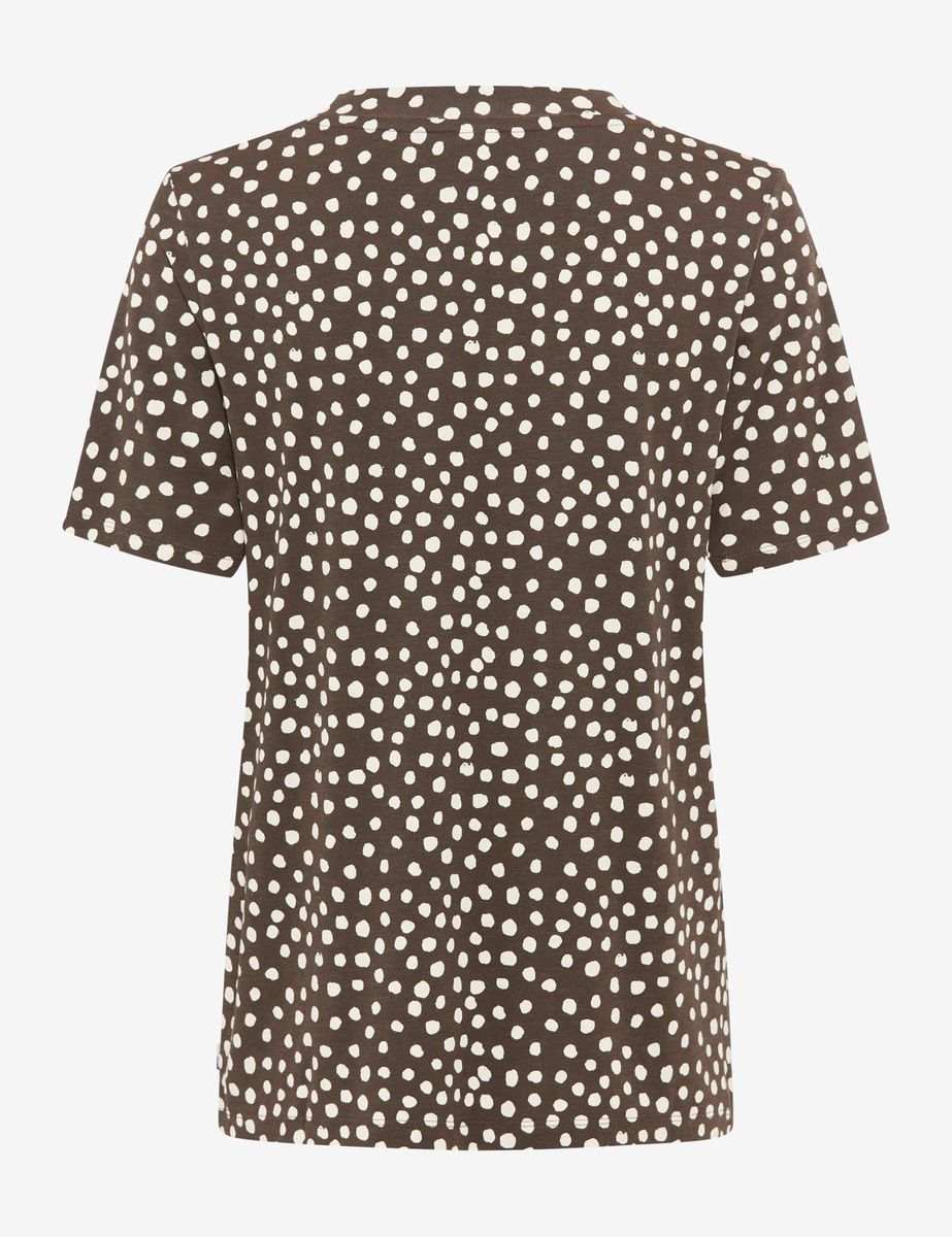 T-Shirt mit Polka Dot Muster und V-Ausschnitt