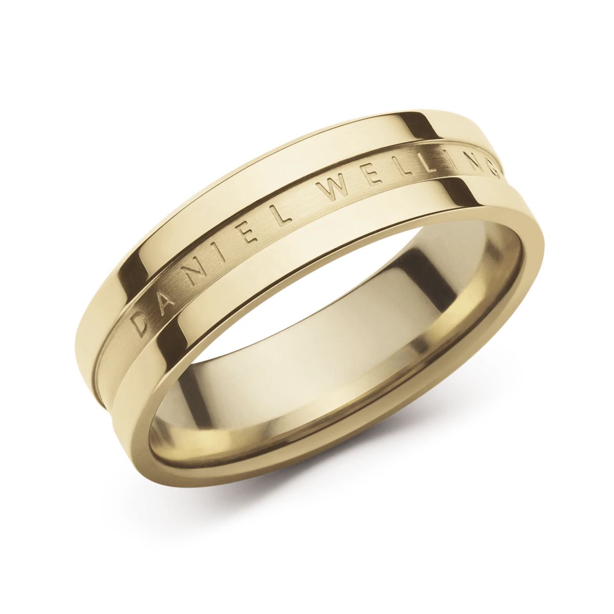 Goldener moderner Ring mit Gravur