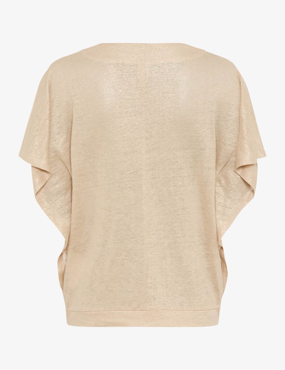 Leinen V-Ausschnitt Kurzarm Top