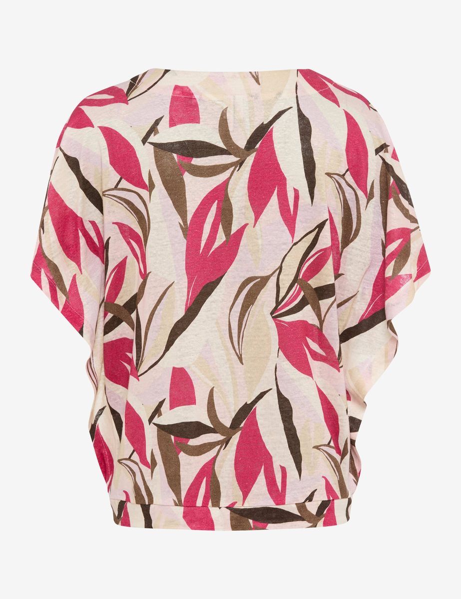 T-Shirt aus Leinen mit Blätterprint