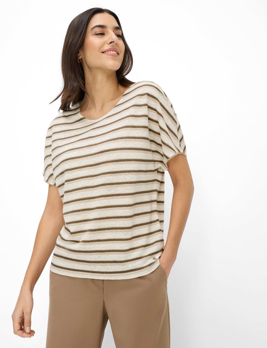 Gestreiftes Leinen-T-Shirt Relaxed Fit