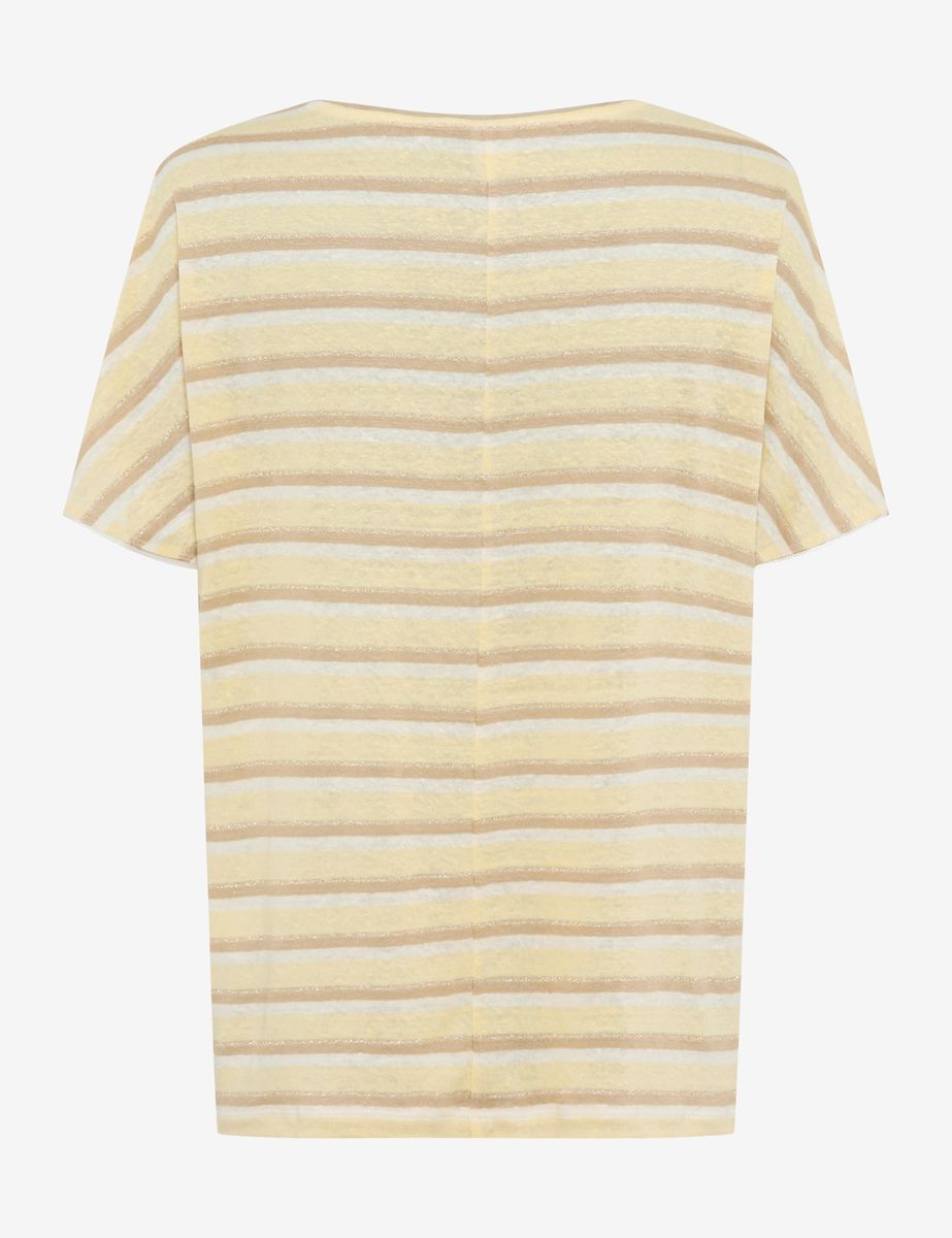 Gestreiftes Leinenmischung Kurzarm T-Shirt