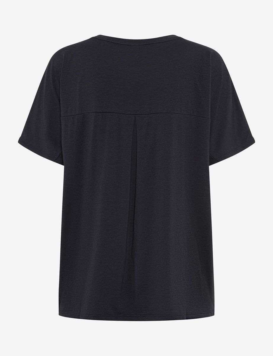 Marineblaues T-Shirt mit Rundhalsausschnitt und kurzen Ärmeln