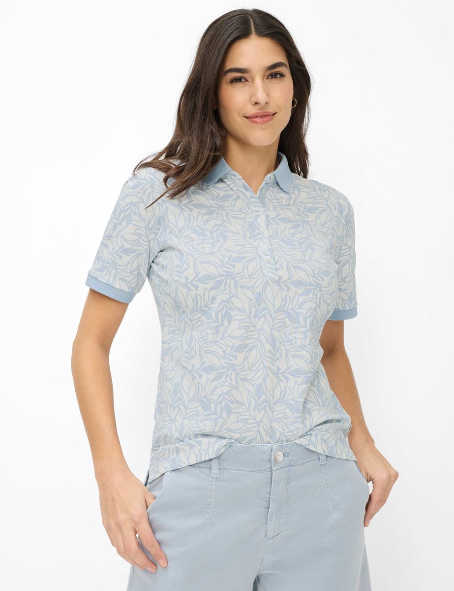 Piqué Poloshirt mit Blätterprint