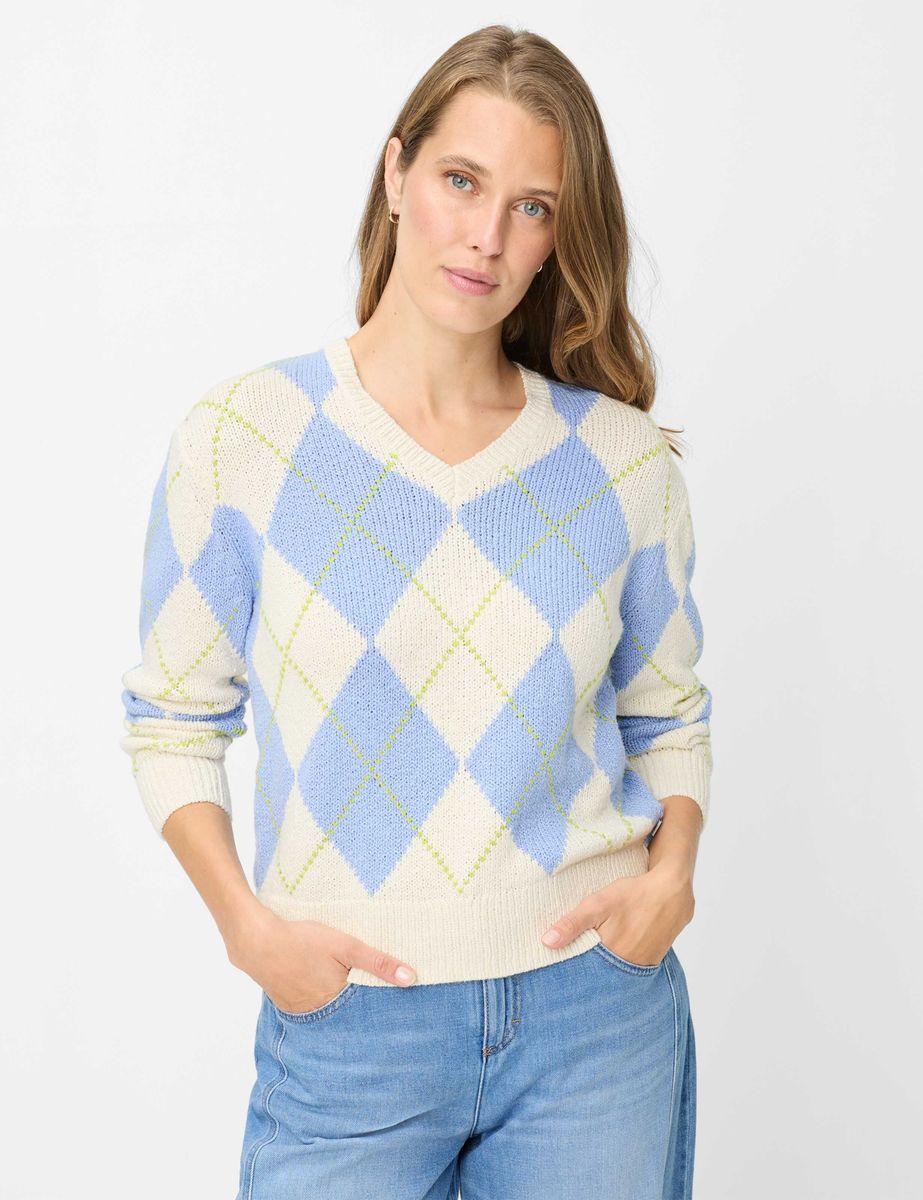Strickpullover aus Baumwollmischung mit Argyle-Muster