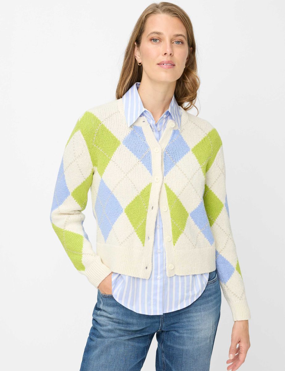 Strickjacke mit Argyle-Muster aus Baumwollmischung