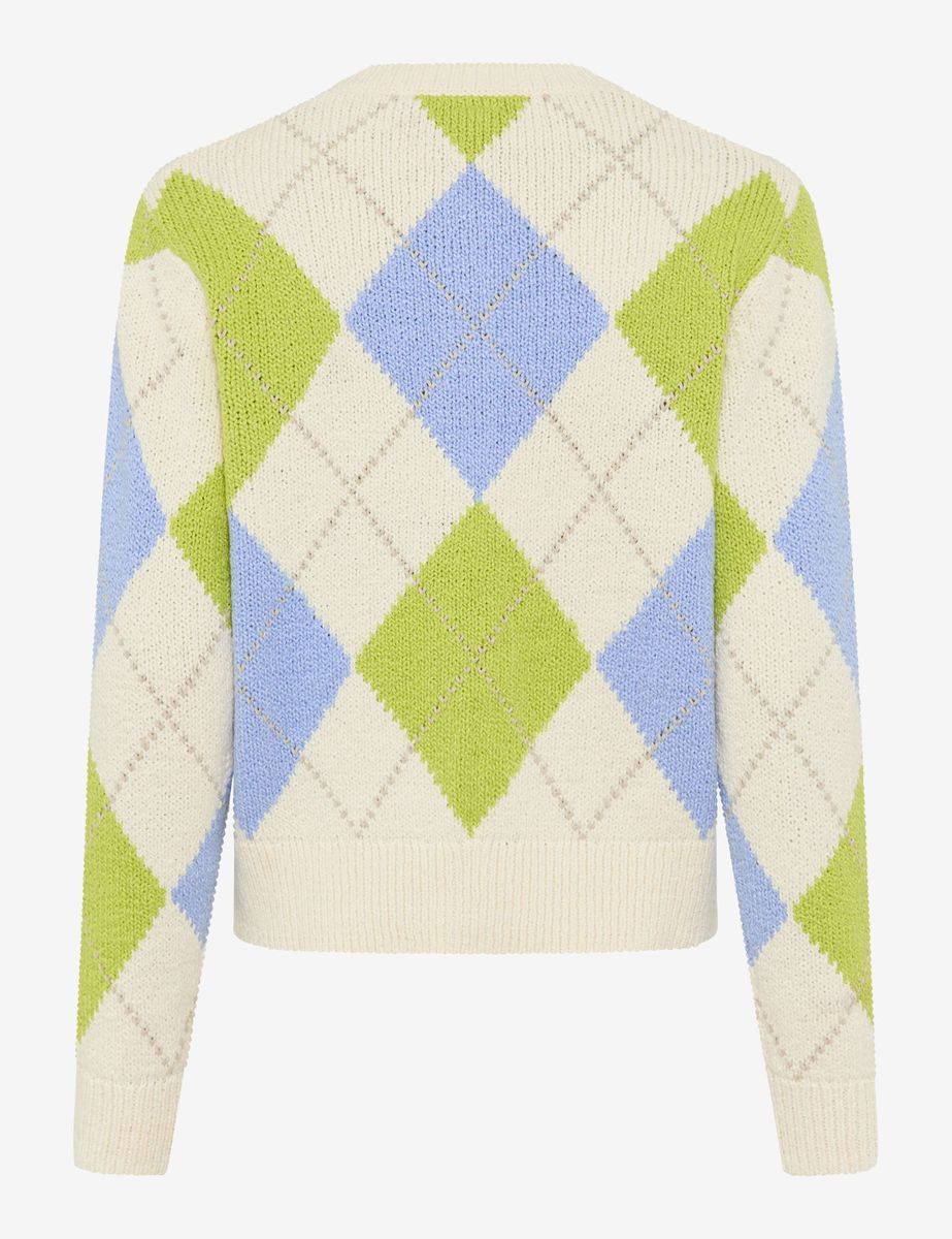Strickjacke mit Argyle-Muster aus Baumwollmischung