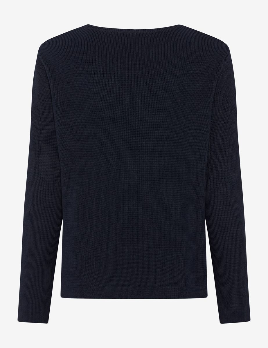 Marineblauer Baumwoll-Strickpullover