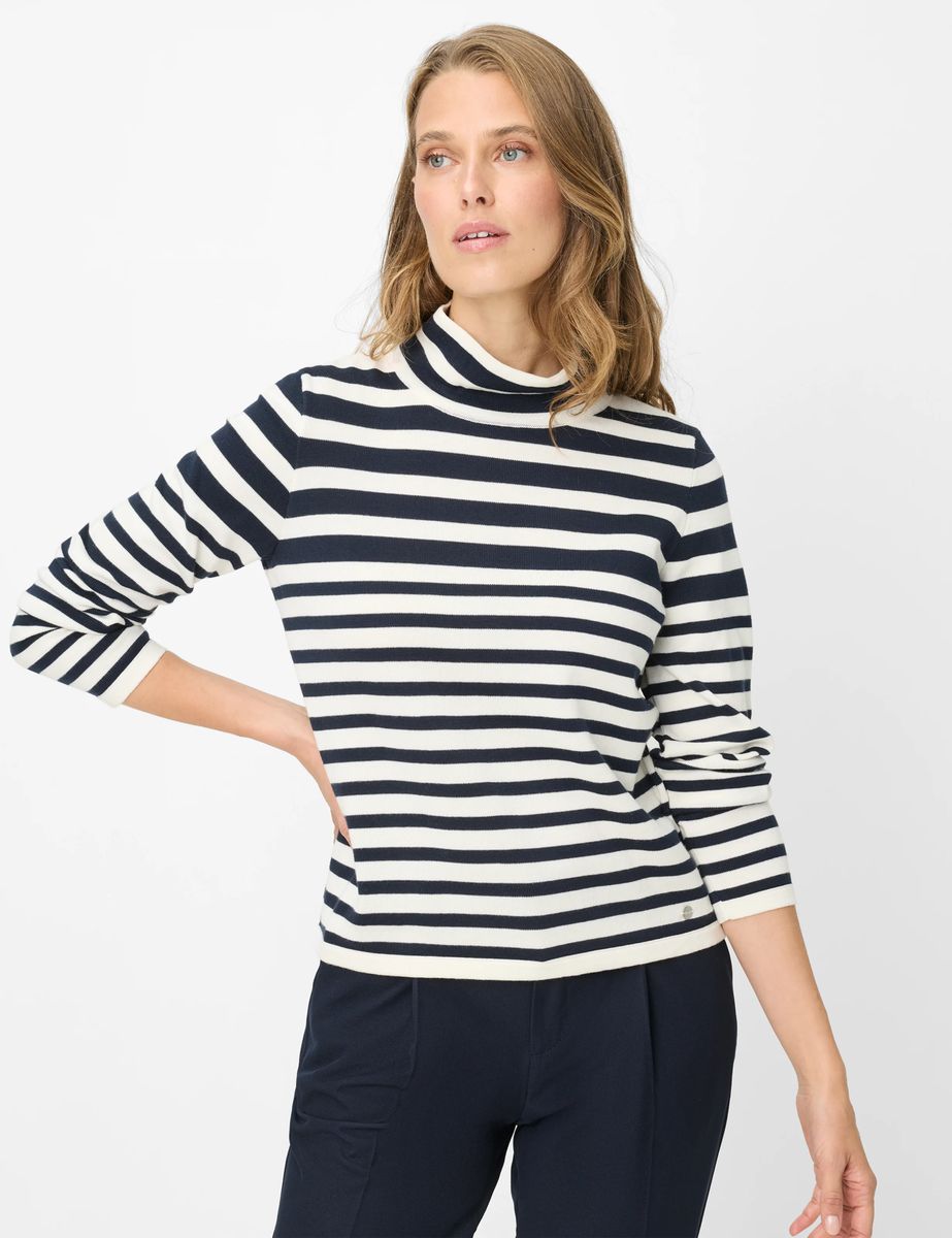 Marineblauer Baumwoll-Strickpullover