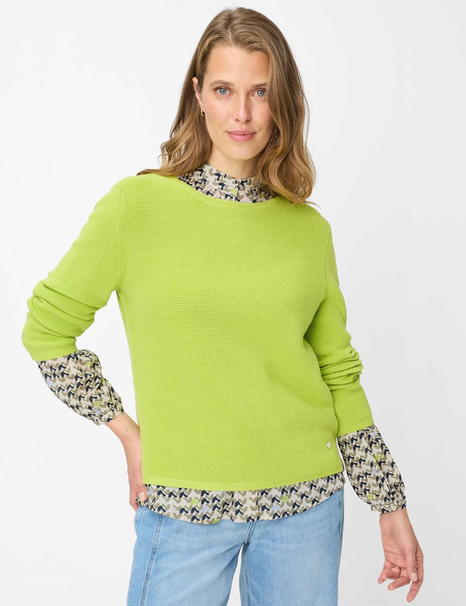 Baumwoll-Strickpullover mit Rundhalsausschnitt