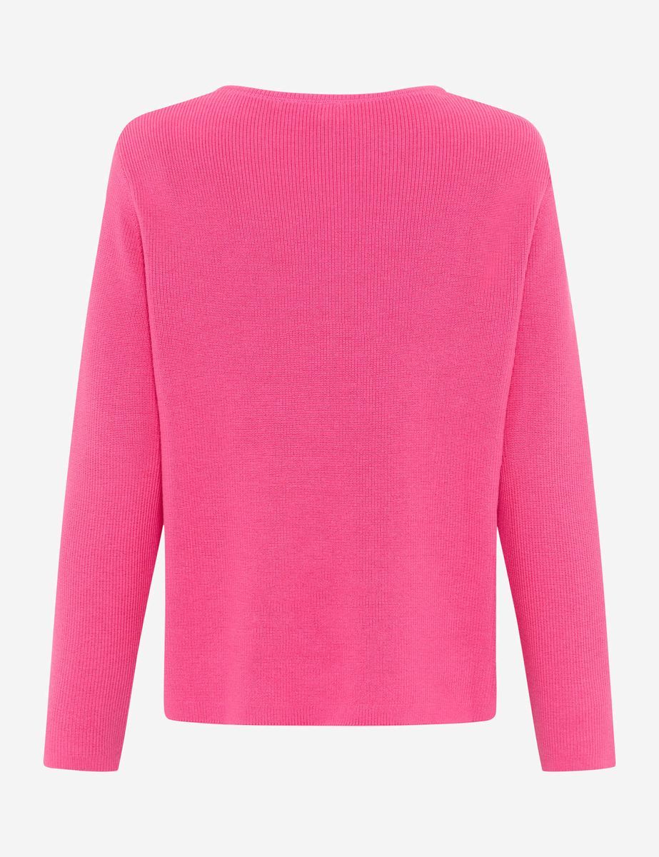 Baumwollstrickpullover mit Kontrastbesatz