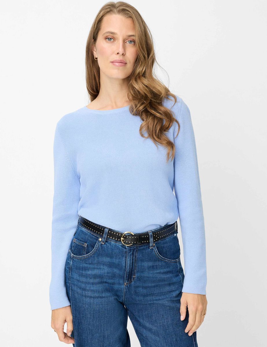 Damen Hellblauer Strickpullover aus Baumwolle