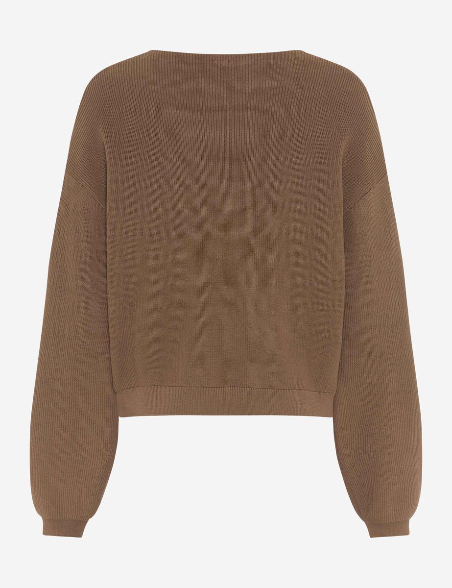 V-Ausschnitt Baumwoll Strickpullover