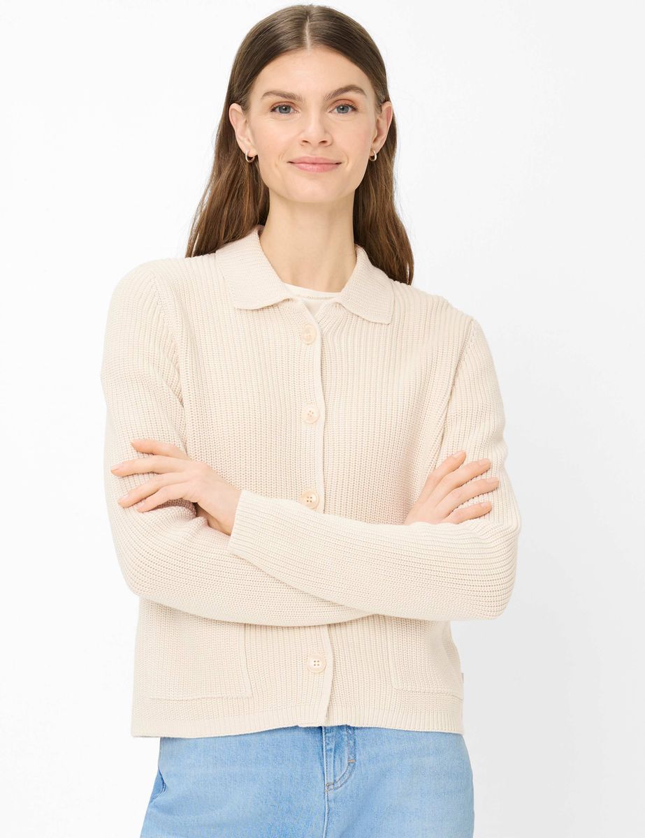 Klassische Strickjacke aus Baumwolle mit Kragen