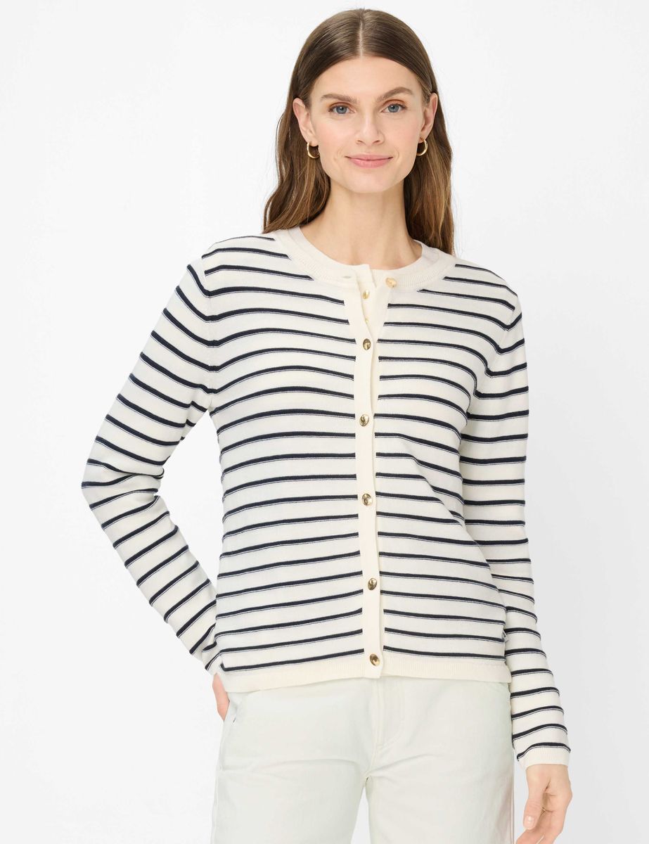 Gestreifte Strickjacke aus Baumwolle mit Knöpfen