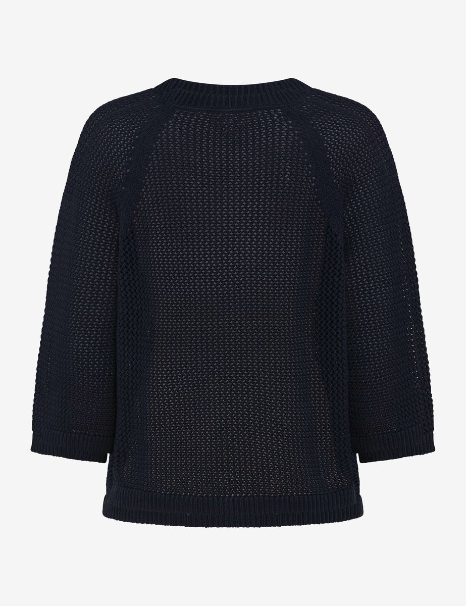 Marineblauer Baumwoll-Strickpullover mit Raglanärmeln