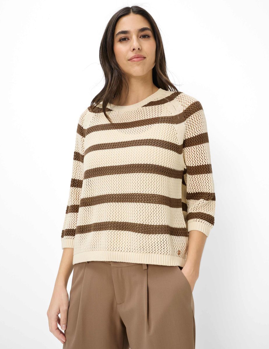 Gestreifter Strickpullover aus Baumwolle