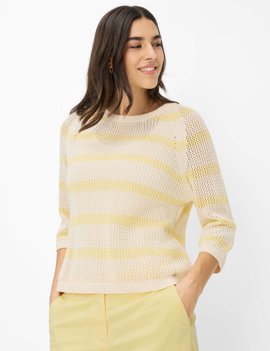 Gestreifter Strickpullover aus Baumwollmischung