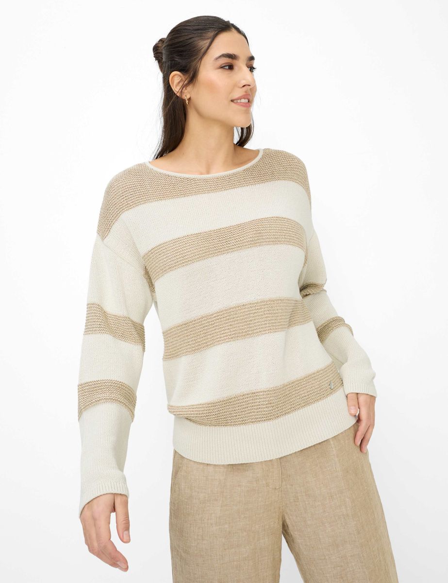 Gestreifter Strickpullover Baumwollmischung